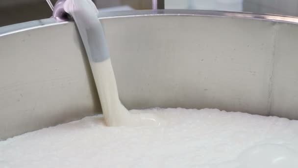 Verter Queso Fresco Producción Queso Italia — Vídeos de Stock