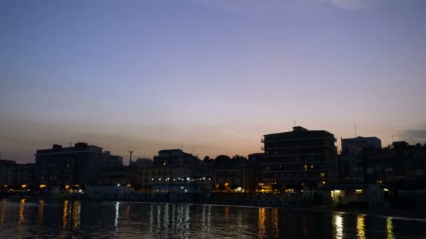 Calme Nuit Été Sur Crotone Promenade Sud Italie — Video