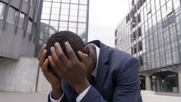 Désespéré Triste Viré Homme Affaires Noir — Video