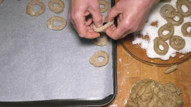 Avó Cozinhar Biscotti Bolos Tortas Conceito Culinária Avó — Vídeo de Stock