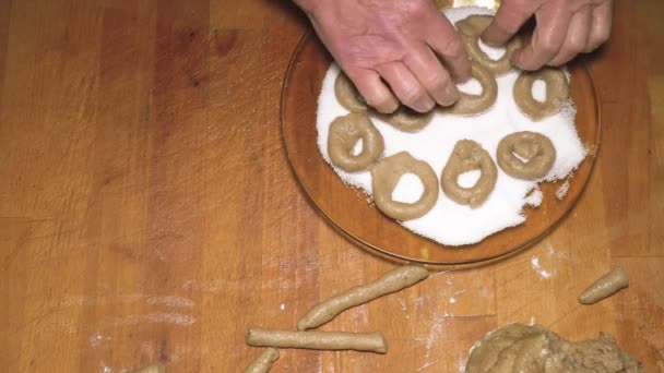 Abuela Cocinando Biscotti Pasteles Pasteles Granny Concepto Cocina — Vídeos de Stock