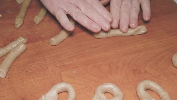 Abuela Cocinando Biscotti Pasteles Pasteles Granny Concepto Cocina — Vídeo de stock