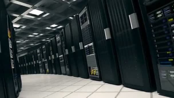 Data Server Room Eindeloze Gang — Stockvideo