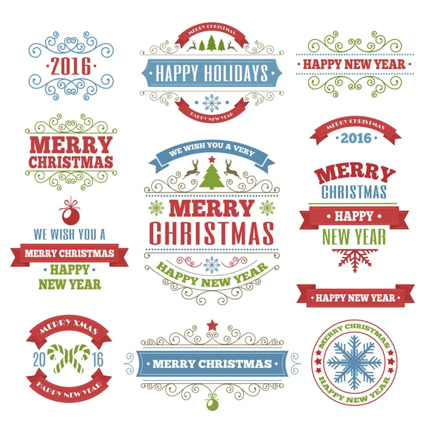 Conjunto de etiquetas de cores Feliz Natal (cor ) —  Vetores de Stock