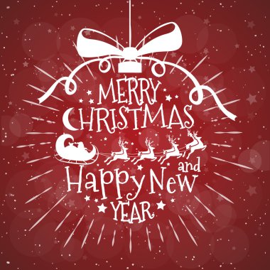 Tatil arka plan üzerinde parlak top ile neşeli Noel tebrik kartı