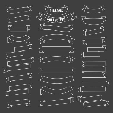 Şerit vektör beyaz çizgi kümesi. Tasarım tipografik öğe. Vektör çizim
