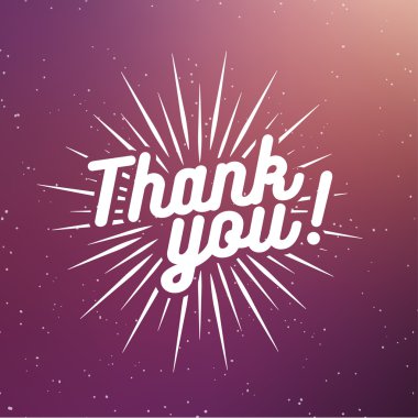 Teşekkür ederim etiket Sunburst sihirli arka plan üzerinde. Vektör çizim