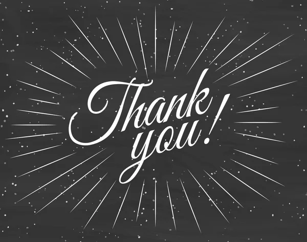 Thank you card with black background. Vector Illustration — Stock vektor