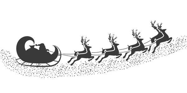 Siluet Noel Baba bir atlı kızak ve geyikler sürüş