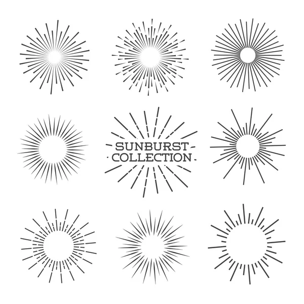 Vector sunburst instellen. Vectorillustratie — Stockvector