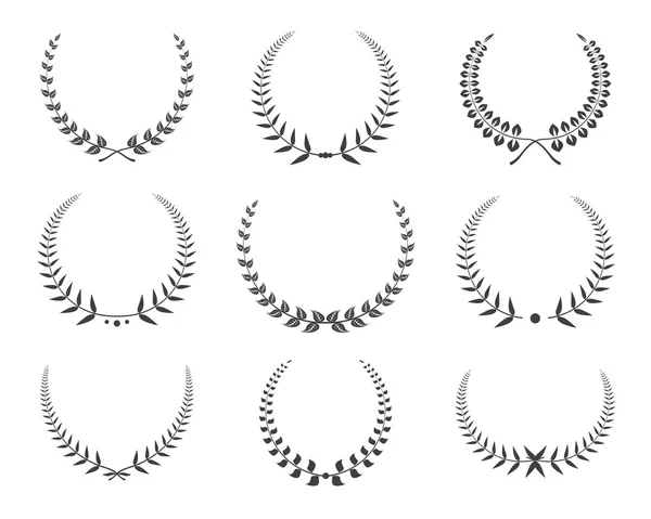 Vector black laurel wreaths icons set. Vector Illustration — Stock vektor