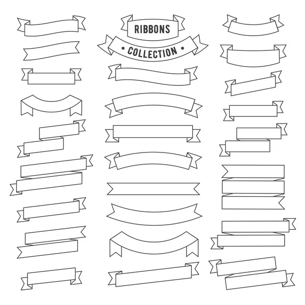 Vintage ribbon black set stroke line style. Vector Illustration — Διανυσματικό Αρχείο
