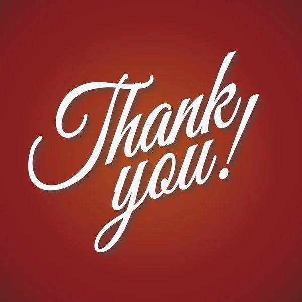 Thank you card with shadow on red background. Vector Illustration — Stockový vektor