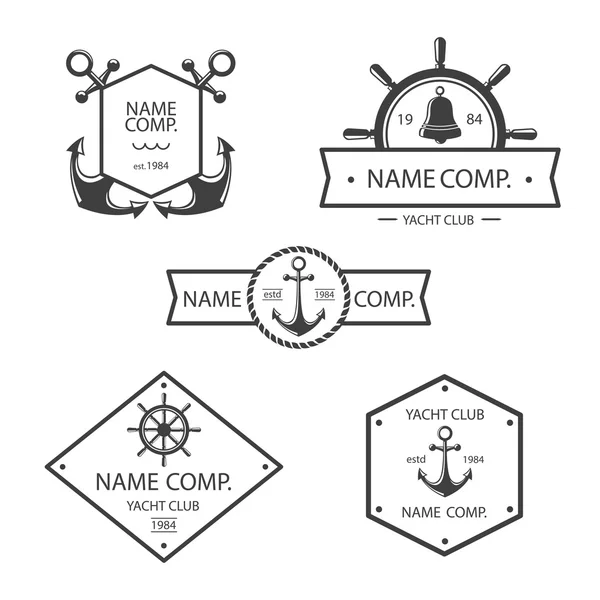 Anchor and yacht club logo set. — Stockový vektor