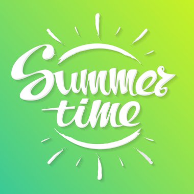 Yaz saati arka plan. El yazı tipografi poster.