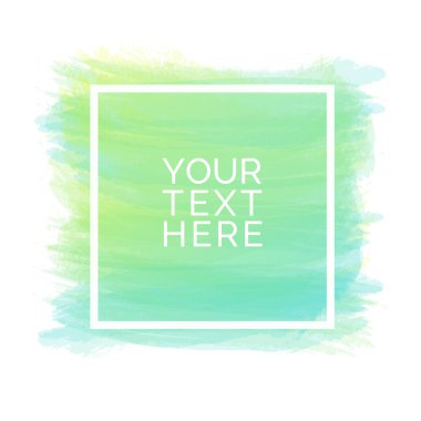 Suluboya fırça çizilmiş şekiller yeşil renk çerçeve ile beyaz bir arka plan üzerinde sıvazlar. Suluboya vektör arka plan. Vektör çizim