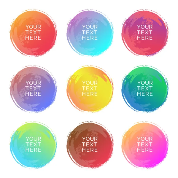 Hand-drawn watercolor brush strokes set of circle shapes and different colors isolated on a white background.  Watercolor vector background. Vector Illustration — Διανυσματικό Αρχείο