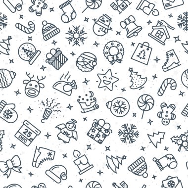 Noel çizgi simgelerden oluşan Noel desen