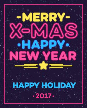 Noel tebrik kartı neon tarzı