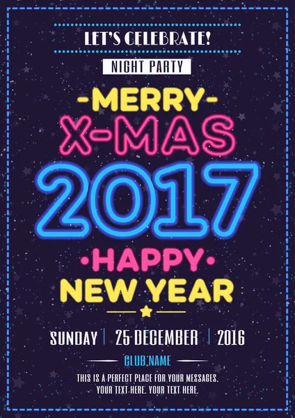 Merry Christmas poster neon style