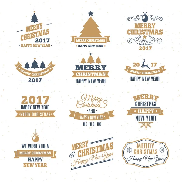 Etiquetas de Navidad elementos vector conjunto de color oro — Vector de stock