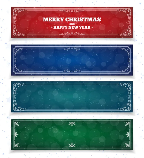 Conjunto de pancartas verticales de Navidad con marco de Navidad y fondo de vacaciones aislados en el fondo de nieve de invierno. Elemento decorativo navideño. Ilustración vectorial — Vector de stock