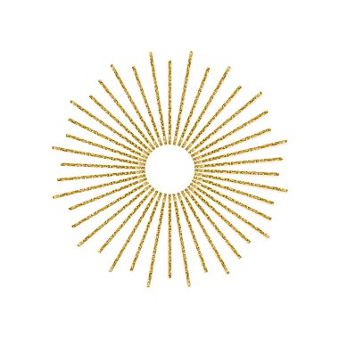 Sunburst altın parıltı beyaz arka plan üzerinde izole etkisi. Logo, etiketleri ve rozetleri için ışık yıldız patlaması kullanın. Vektör çizim