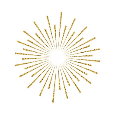 Sunburst altın parıltı beyaz arka plan üzerinde izole etkisi. Logo, etiketleri ve rozetleri için ışık yıldız patlaması tasarım öğesi kullanın. Vektör çizim
