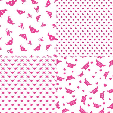 Seamless modeli'nın Sevgililer günü için. Güzel kalpleri ve anahtarları. Aşk mektupları ve kalpleri. Vektör çizim