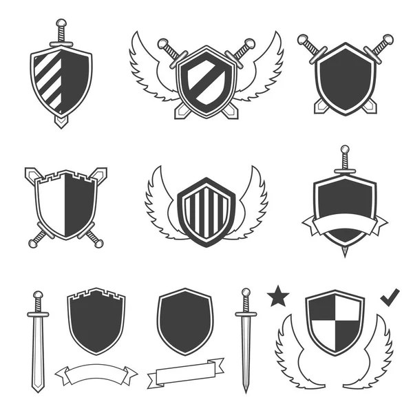 Set de sécurité icônes noires — Image vectorielle