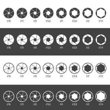 Diyafram Icon set. Vektör çizim