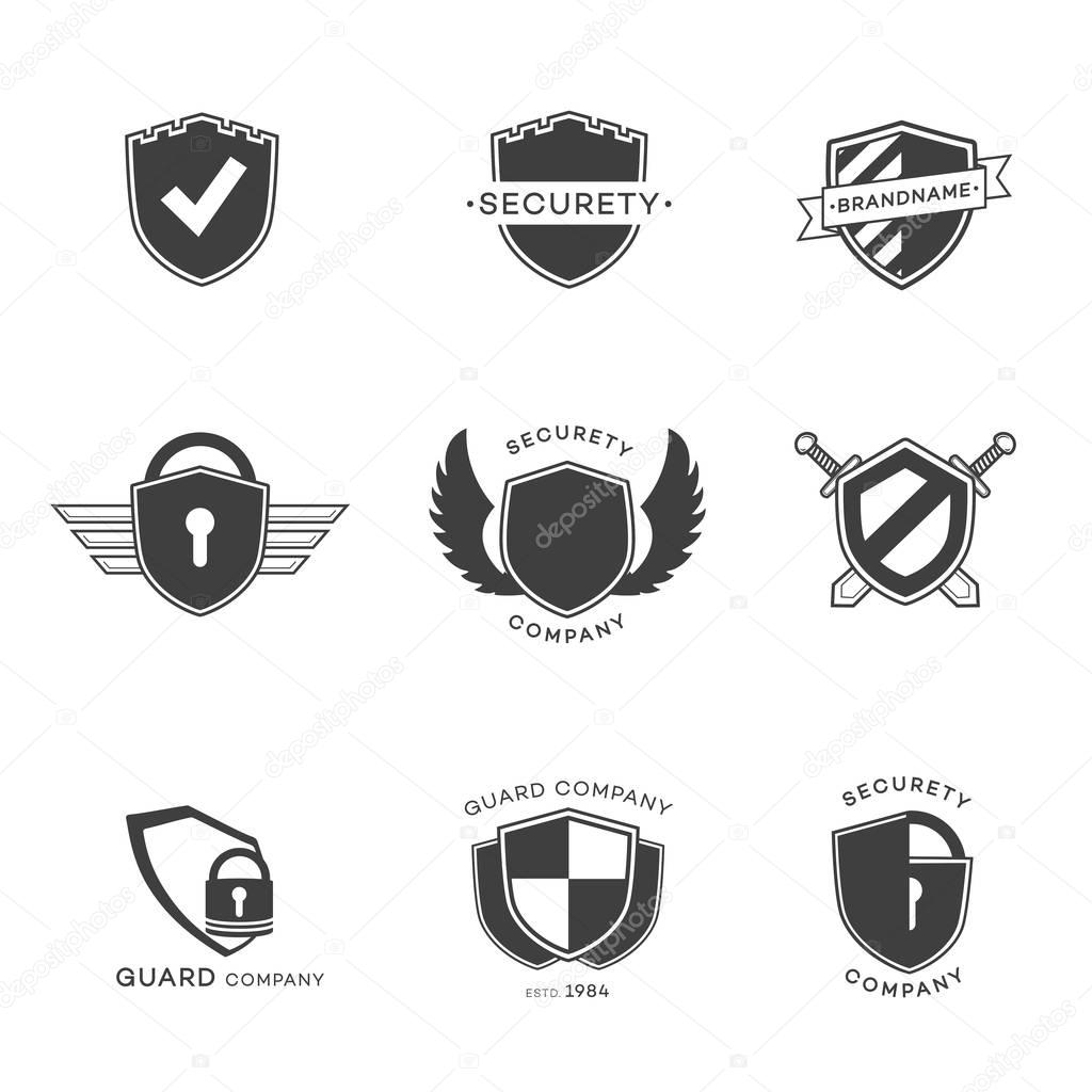 Set of security labels black color and flat style isolated on white background. Vector illustration