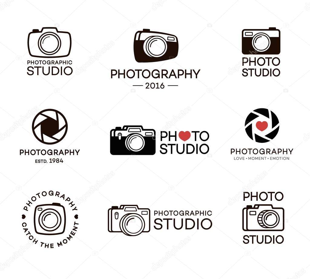 Set of photography and photo studio logo