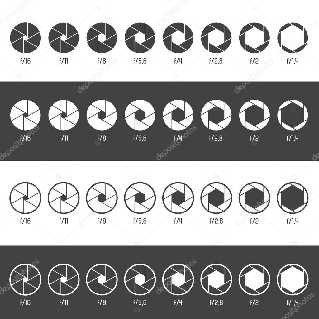 Aperture icon set. Vector Illustration