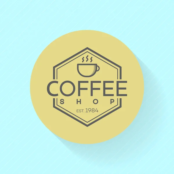Logo de la cafetería sobre fondo azul — Vector de stock