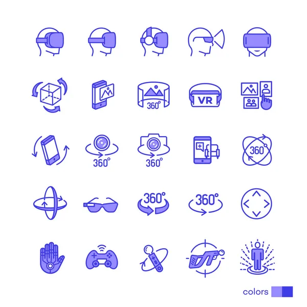 Set di icone di realtà virtuale stile di colore per il vostro progetto di progettazione app isolato — Vettoriale Stock