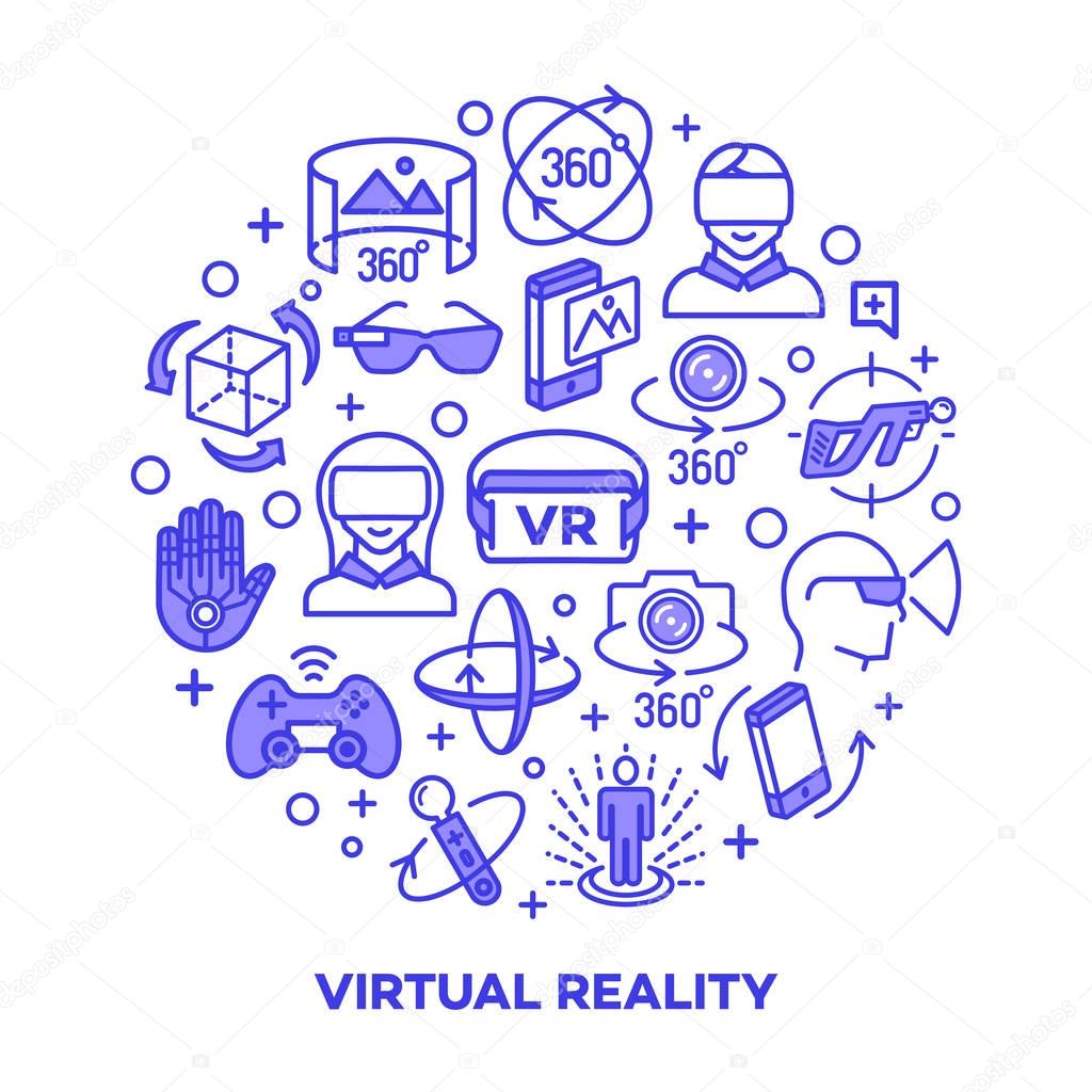 Virtual reality concept with color icons isolated on white background