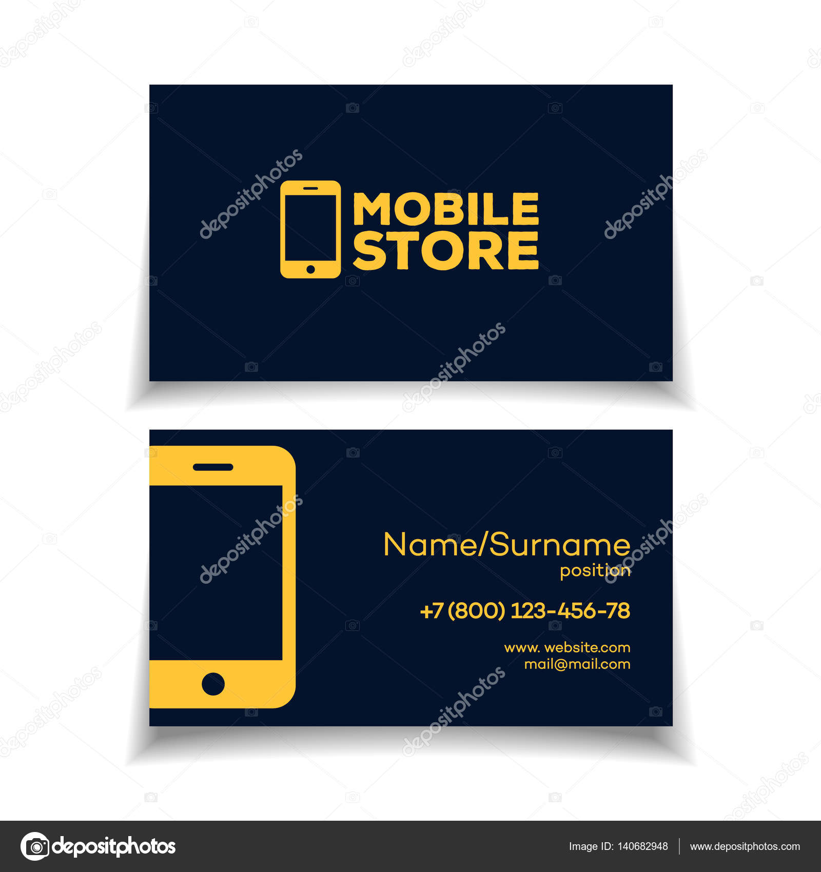 Mobile store business card design template Stock Vector Image by ©VI6277  #140682948