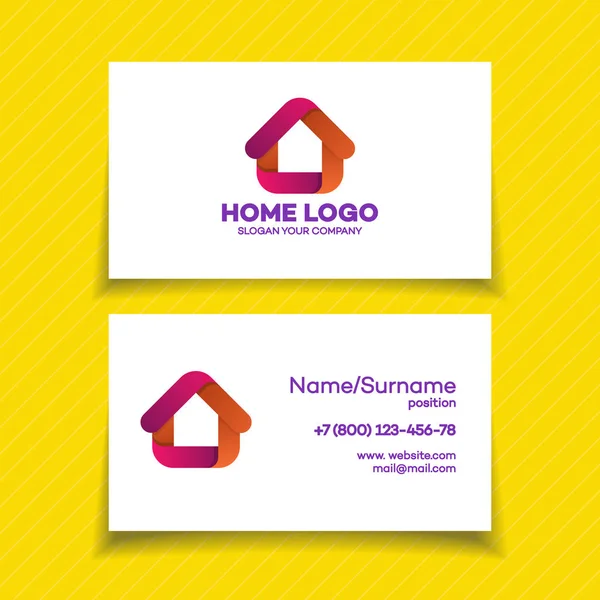 Business card design template with home logo — Stock Vector