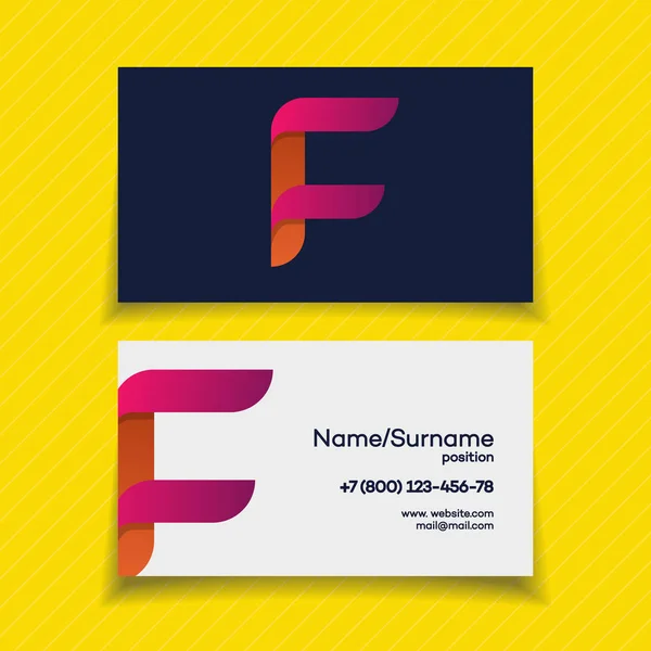 Business card design template with F logo — Stock Vector