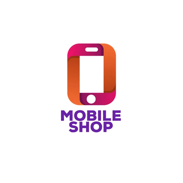 Mobilshop logotyp mall med telefon — Stock vektor