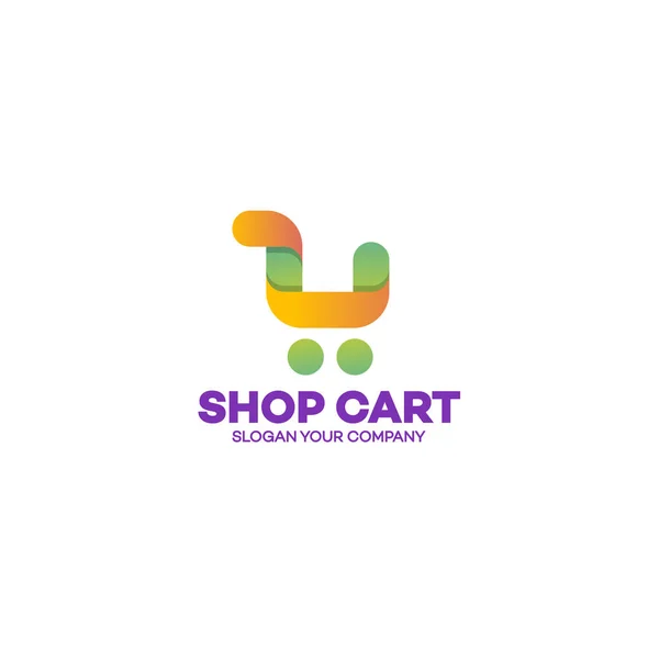 Shopping cart logo yellow green color — Stock Vector