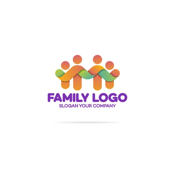 Familjens logotyp fyra personer — Stock vektor