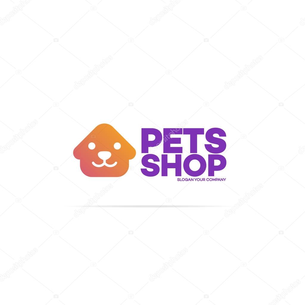 Pets shop logo for used for corporate identity pets home, store, animals veterinary clinic and homeless animals shelters. Vector Illustration