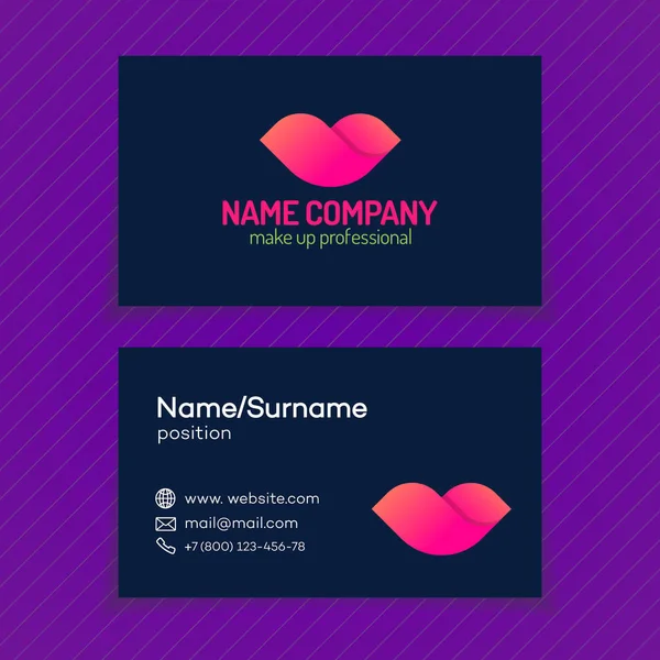 Business card with makeup logo — Stock Vector