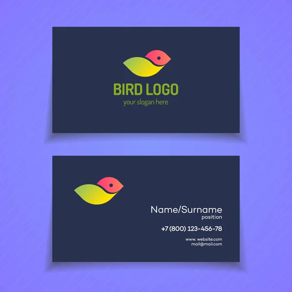 Business card with bird logo — Stock Vector