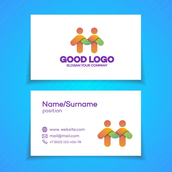 Business card with support community logo — Stock Vector