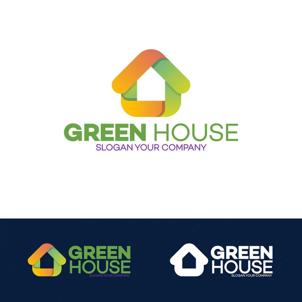 Комплект логотипа Green House — стоковый вектор