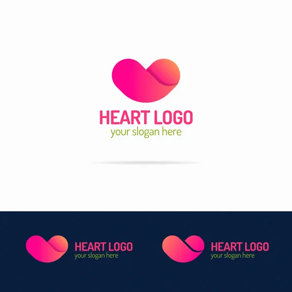 Heart logo set template design — Stock Vector