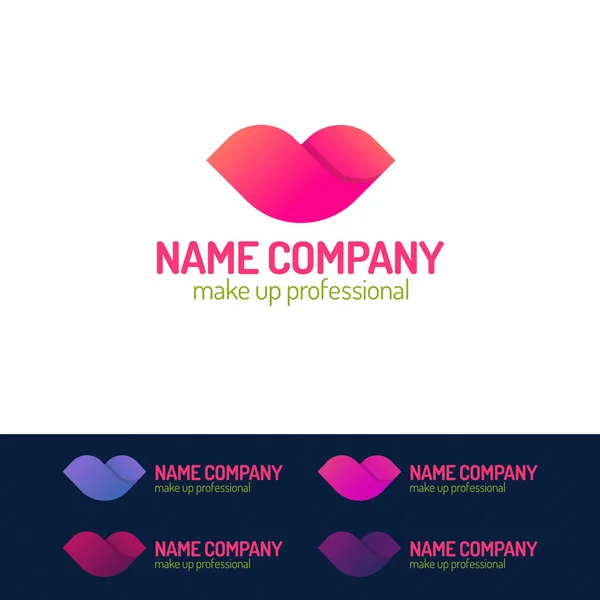 Conjunto de logotipo de maquillaje que consta de labios de diferentes colores — Vector de stock